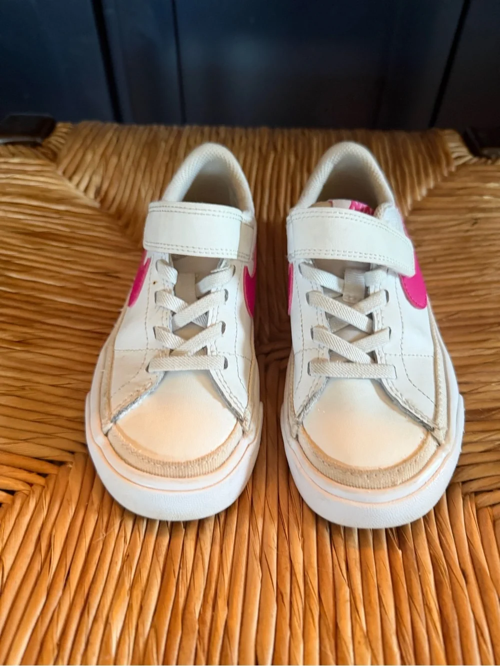 Nike Girls Court Hook & Loop Sneakers White & Pink
